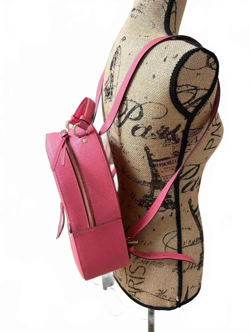 Coach Pink Leather Backpack with Gold Hardware